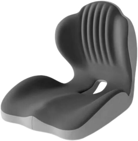 SakerPlus Ergonomic Memory Foam Seat Cushion,Lumbar Support Pillow for Office Chair, L-Shaped Back Support with Hollow Tailbone Vent, Non-Slip Base, Washable Cover for Desk, Car, Home, Travel (Grey) in Saudi Arabia