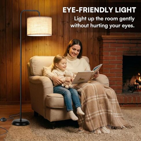 TJOY Floor Lamp for Living Room, Floor Lamp with 12W 3 Color Temperatures Bulb, Metal Standing Lamp with Extended Arm, Modern ARC Standing Lamp for Bedroom, Couch, Reading Nook, Office &Nursery, Black in Kuwait