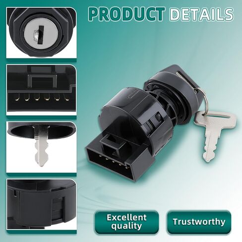 AUTOKAY 4011002 Ignition Key Switch Fits for Polaris Sportsman 400 500 600 700 800 Ranger 400 425 500 570 700 800 900 1000 RZR 570 800 900 XP 1000 Re#4012165 4012164 Off/Run/Start 6 Pin 3 Position in Saudi Arabia