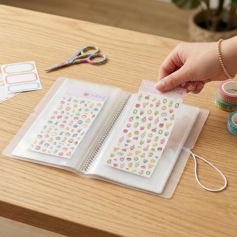 Sticker Sheets Folder Binder, Clear Plastic Storage Book Organizer Album with 100 Pockets for Scrapbooking, Planners, and Nail Stickers, 50 Double Sided Sleeves 4.8x9.6 Inch in Saudi Arabia