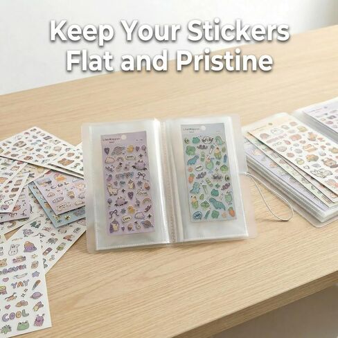 Sticker Sheets Folder Binder, Clear Plastic Storage Book Organizer Album with 100 Pockets for Scrapbooking, Planners, and Nail Stickers, 50 Double Sided Sleeves 4.8x9.6 Inch in Saudi Arabia