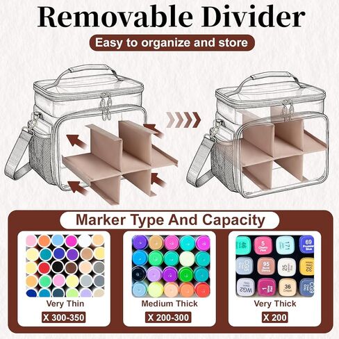 Large Marker Organizer Case for 200-300 Markers, Double-Layer Marker Bag with Removable Dividers, Marker Organizer for Markers, Pencils, Crayons or Other Art Supplies, Black (Bag Only) in Saudi Arabia