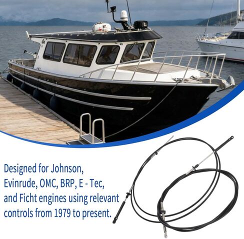 12ft خنق التحول كابلات التحكم عن بعد لجونسون Evinrude OMC من 1979 إلى تاريخ الحاضر 0173112 173112-2 قطعة in Kuwait
