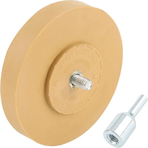 Rubber Eraser Wheel,Decal Remover Eraser Wheel - 4 inch Pad with Drill Adapter - Adhesive Remover Tool,Removes Vinyl Decals,Stripes,Stickers,Tape,Emblems,Cars Trucks RV's Signs and More in Kuwait