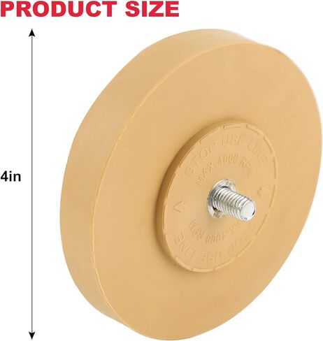 Rubber Eraser Wheel,Decal Remover Eraser Wheel - 4 inch Pad with Drill Adapter - Adhesive Remover Tool,Removes Vinyl Decals,Stripes,Stickers,Tape,Emblems,Cars Trucks RV's Signs and More in Kuwait