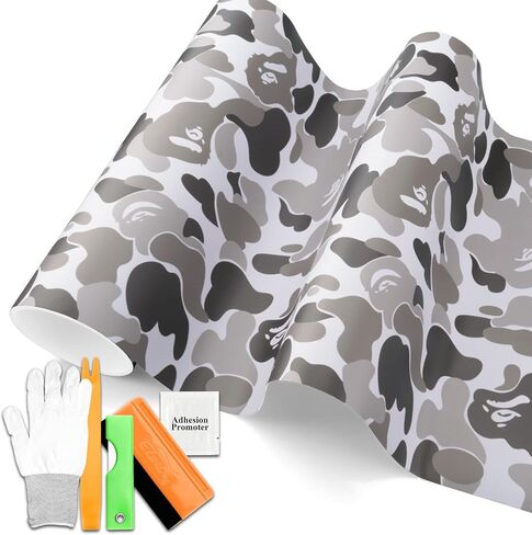 Free Tool Kit Camouflage Ape Black Vinyl Wrap Sticker Decal Air Release Bubble Free Car Decoration Film - 24"x60" (2FTx5FT) in Saudi Arabia