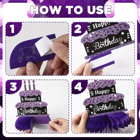 9Pcs Purple 40th Birthday Decorations Purple Black Silver 40th Birthday Honeycomb Centerpieces for Tables Decorations Vintage 1986 Centerpieces Cheers to 40 Years Decor for Women Men Birthday Party in Kuwait