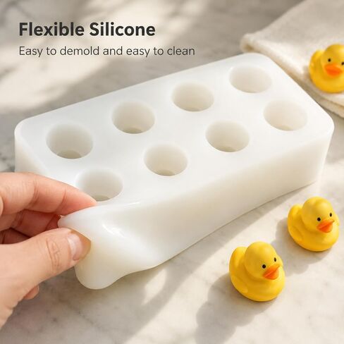 3D Mini Duck Silicone Resin Mold, 8-Cavity Epoxy Casting Mould for Candle Making, DIY Dollhouse Miniatures, Fairy Garden Decor in Saudi Arabia