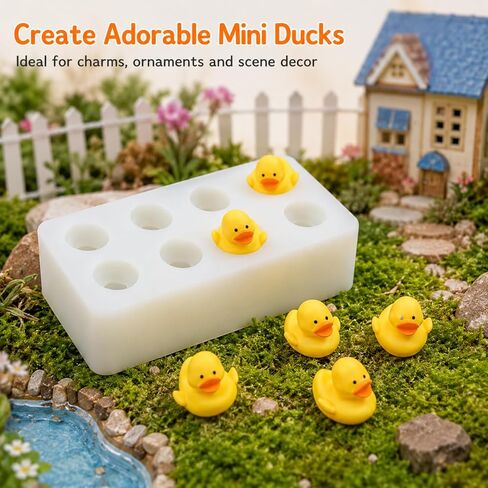 3D Mini Duck Silicone Resin Mold, 8-Cavity Epoxy Casting Mould for Candle Making, DIY Dollhouse Miniatures, Fairy Garden Decor in Saudi Arabia