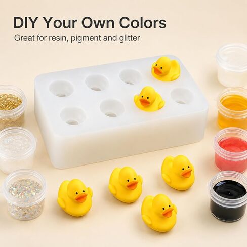3D Mini Duck Silicone Resin Mold, 8-Cavity Epoxy Casting Mould for Candle Making, DIY Dollhouse Miniatures, Fairy Garden Decor in Saudi Arabia