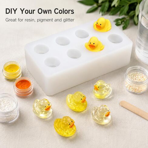 3D Mini Duck Silicone Resin Mold, 8-Cavity Epoxy Casting Mould for Candle Making, DIY Dollhouse Miniatures, Fairy Garden Decor in Saudi Arabia