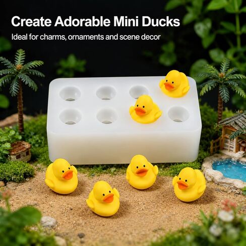 3D Mini Duck Silicone Resin Mold, 8-Cavity Epoxy Casting Mould for Candle Making, DIY Dollhouse Miniatures, Fairy Garden Decor in Saudi Arabia