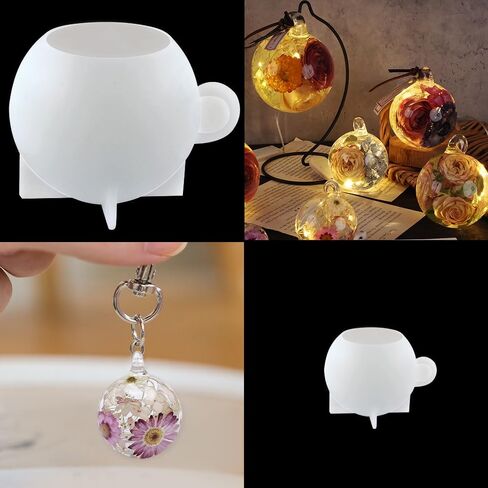 2Pcs 3D Spherical Perforated Epoxy Resin Molds Silicone Molds for Resin Crafts Silicone Mold Resin Moulds Night Light Specimen Hanging Desktop Ornamental Mirror Home Decorations Candle Mold in Saudi Arabia