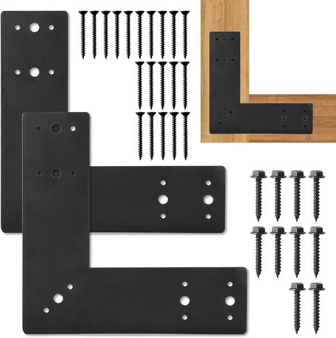 2Pcs L Shape Flat Bracket, 10" X 10" Heavy Duty Mending Plate, Corner Bracket, L Right Angle Brackets, Repair Joining Fixing Brace with 2 Sets of Screws in Saudi Arabia