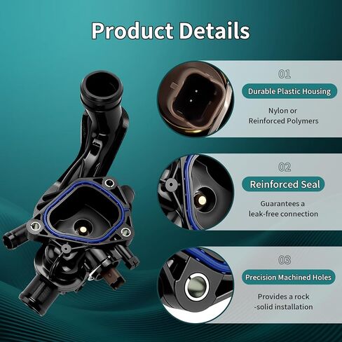 Engine Coolant Thermostat Housing Assembly with Sensors & Gasket, Fits for Mini Cooper 2007 2008 2009 2010 2011 2012 2013, Mini Cooper Countryman 2011-2013 1.6L - Replaces 11537534521, 902-812 in Kuwait