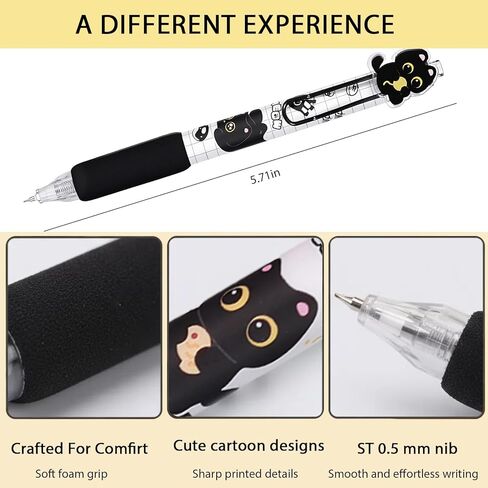 16 Pcs Black Cute Cat Stuff,8 Cat Pens and 8 Pads Sticky Notes,Black Ink Cat Gel Pens for Christmas Birthday Party Back to School Student Gift Women Office School Supplies in Saudi Arabia