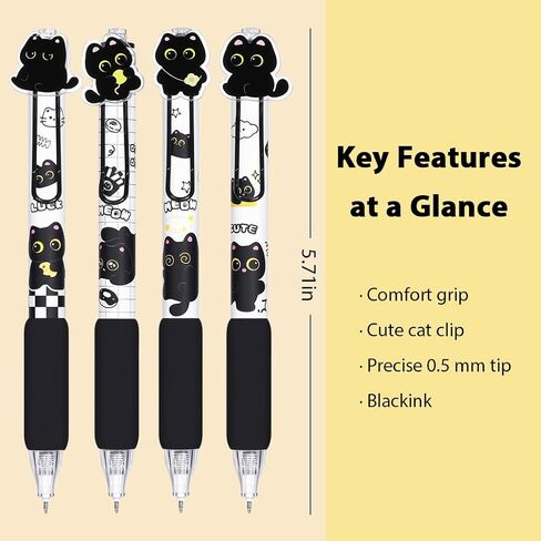 16 Pcs Black Cute Cat Stuff,8 Cat Pens and 8 Pads Sticky Notes,Black Ink Cat Gel Pens for Christmas Birthday Party Back to School Student Gift Women Office School Supplies in Saudi Arabia