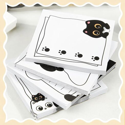 16 Pcs Black Cute Cat Stuff,8 Cat Pens and 8 Pads Sticky Notes,Black Ink Cat Gel Pens for Christmas Birthday Party Back to School Student Gift Women Office School Supplies in Saudi Arabia