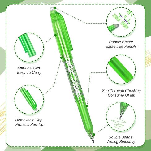 12 Pack 0.5 mm Erasable Gel Pens Rapid Dry Consistent Ballpoint with Ergonomic Grip for Writing Illustrating Fixing Rewritable Multicolor Pens for School Office Design in Saudi Arabia