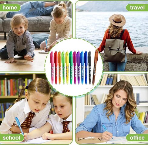 12 Pack 0.5 mm Erasable Gel Pens Rapid Dry Consistent Ballpoint with Ergonomic Grip for Writing Illustrating Fixing Rewritable Multicolor Pens for School Office Design in Saudi Arabia