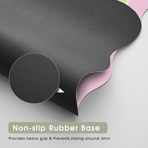Cute Desk Mat for Keyboard and Mouse, Large Scalloped Desktop Mat, Washable Non-Slip Computer Desk Mouse Pad for Office Home 31.5"x15.7", Green Checkerboard in Saudi Arabia