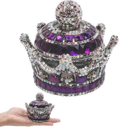 معطر هواء على شكل تاج للسيارة، موزع عطور كريستالي، حامل معطر هواء، زجاجة زينة معطرة للمدرسة القديمة لتزيين لوحة قيادة السيارة، ديكور منزلي للمكتب الداخلي (أرجواني، بدون عطر) in Kuwait
