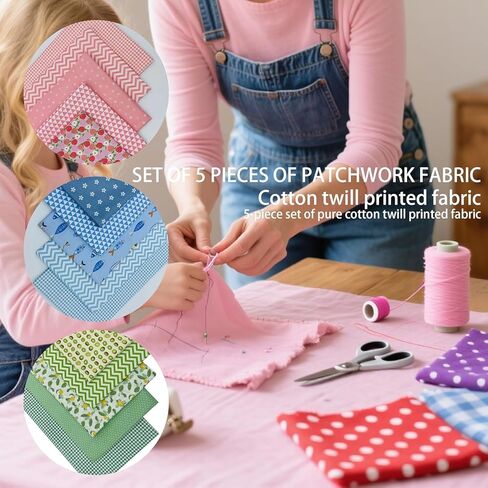 5pcs Assorted Pattern Cotton Fabric Bundles,Precut Quilting Fabric Squares,Printed Craft Fabric for DIY Sewing,Patchwork,Scrapbooking,and Home Decor,Blue,9.84 * 9.84inches in Kuwait