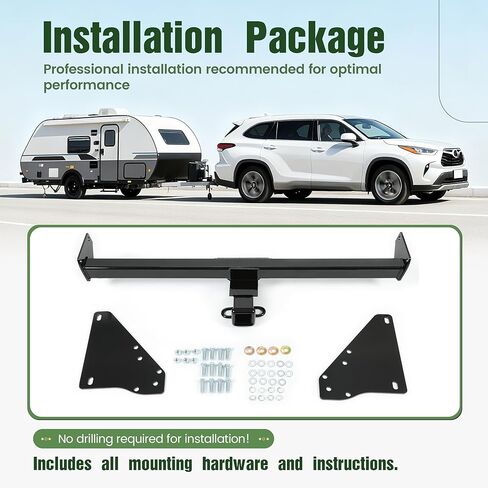 وصلة مقطورة ALMULOO فئة 3 متوافقة مع 2019-2024 Toyota RAV4، استبدال وصلة سحب جهاز الاستقبال 2 بوصة لـ 13416، فولاذ مطلي بالمسحوق in Kuwait