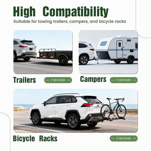 وصلة مقطورة ALMULOO فئة 3 متوافقة مع 2019-2024 Toyota RAV4، استبدال وصلة سحب جهاز الاستقبال 2 بوصة لـ 13416، فولاذ مطلي بالمسحوق in Kuwait
