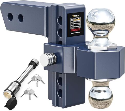 Adjustable Trailer Hitch, Drop Hitch for 2.5 Inch Receiver, 6 inch Aluminum Truck Hitch, 2 and 2-5/16 inch Balls, 18,500 LBS GTW, Tow Hitches with Two Anti-Theft Locks in Saudi Arabia