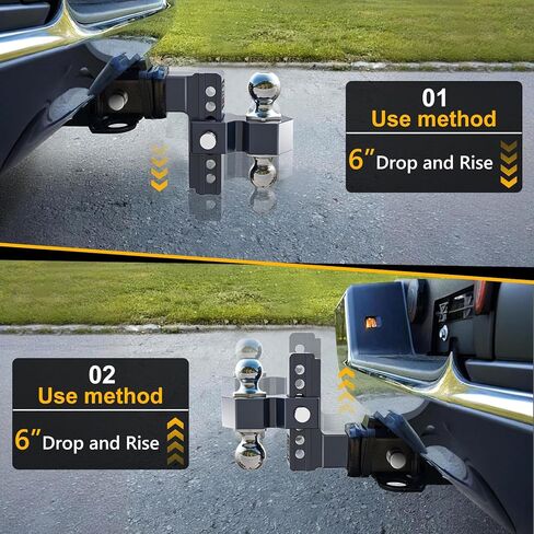 Adjustable Trailer Hitch, Drop Hitch for 2.5 Inch Receiver, 6 inch Aluminum Truck Hitch, 2 and 2-5/16 inch Balls, 18,500 LBS GTW, Tow Hitches with Two Anti-Theft Locks in Saudi Arabia