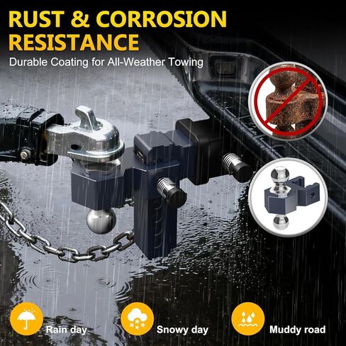 Adjustable Trailer Hitch, Drop Hitch for 2.5 Inch Receiver, 6 inch Aluminum Truck Hitch, 2 and 2-5/16 inch Balls, 18,500 LBS GTW, Tow Hitches with Two Anti-Theft Locks in Saudi Arabia
