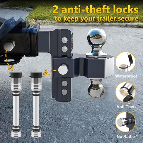 Adjustable Trailer Hitch, Drop Hitch for 2.5 Inch Receiver, 6 inch Aluminum Truck Hitch, 2 and 2-5/16 inch Balls, 18,500 LBS GTW, Tow Hitches with Two Anti-Theft Locks in Saudi Arabia