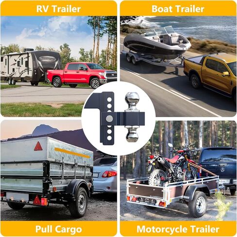 Adjustable Trailer Hitch, Drop Hitch for 2.5 Inch Receiver, 6 inch Aluminum Truck Hitch, 2 and 2-5/16 inch Balls, 18,500 LBS GTW, Tow Hitches with Two Anti-Theft Locks in Saudi Arabia