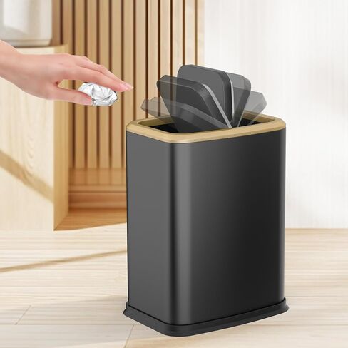 2.1 Gal Slim Bathroom Trash Can with Swing Lid, Rustproof Stainless Steel Small Garbage Can for Narrow Spaces & Toilet Side, Dog Proof Odor Control Waste Basket for Bedroom/Office, White in Saudi Arabia