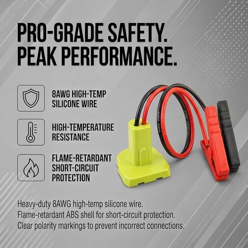 8AWG Jumper Cables Adapter for Ryobi 18V Battery, 2FT Portable Car Jump Starter Booster Cables for 12V Vehicles, Truck, SUV, Lawn Mower (Battery Not Included) in Saudi Arabia