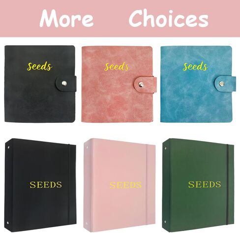 Seed Storage Organizer Binder,3 Ring Seed Packet Organizer with 100 Pockets(25 Pack Clear Sheet Protectors), Garden Seed Holder Book for Envelopes, Seed Saving Keeper, Pink in Saudi Arabia