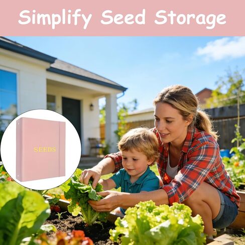 Seed Storage Organizer Binder,3 Ring Seed Packet Organizer with 100 Pockets(25 Pack Clear Sheet Protectors), Garden Seed Holder Book for Envelopes, Seed Saving Keeper, Pink in Saudi Arabia