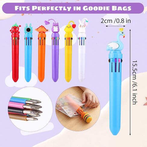 BESARME 12 Pcs Fun Pens for Kids, 10-in-1 Cute Pen Multicolor Ballpoint Pen Bulk End of Year Gifts for Students Prize Gifts for Class Party Favors for Birthday Goodie Bags Stuffers in Kuwait