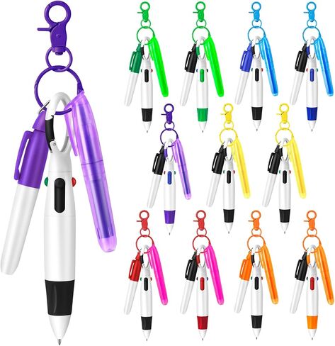 48 Pcs Nurse Pen Set with 4-color Retractable Ballpoint Pen Mini Highlighter Permanent Marker Keychain Clip Badge Pen Accessories for Nursing Students Medical Staff, Women Appreciation Gift in Kuwait