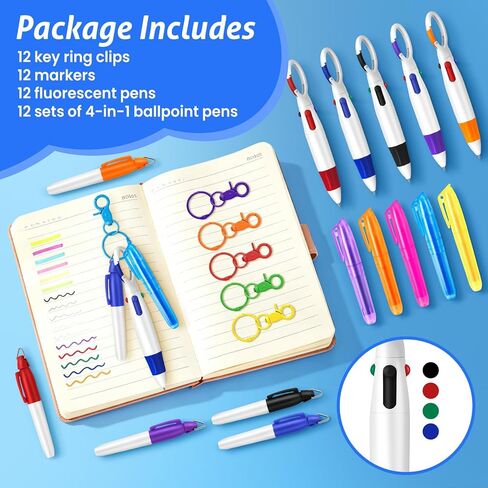 48 Pcs Nurse Pen Set with 4-color Retractable Ballpoint Pen Mini Highlighter Permanent Marker Keychain Clip Badge Pen Accessories for Nursing Students Medical Staff, Women Appreciation Gift in Kuwait