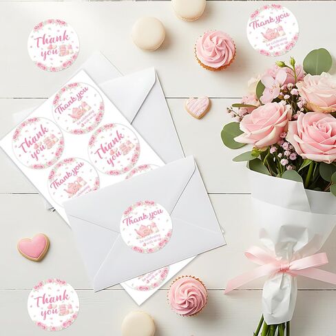 YO PERREO SOLA A Baby is Brewing Thank You Stickers, Pink Tea Party Baby Shower Favor Stickers, Round Floral Tea Party Labels for Baby Shower Treat Bags Envelopes Gift Wrap Dessert Table Decorations in Kuwait