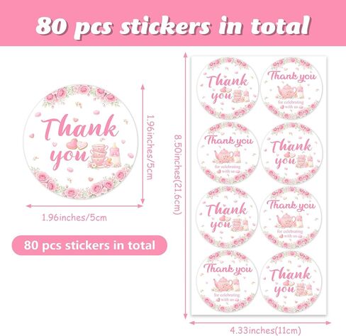 YO PERREO SOLA A Baby is Brewing Thank You Stickers, Pink Tea Party Baby Shower Favor Stickers, Round Floral Tea Party Labels for Baby Shower Treat Bags Envelopes Gift Wrap Dessert Table Decorations in Kuwait