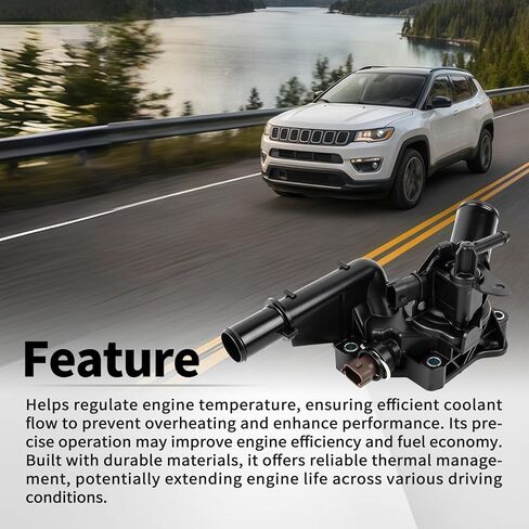 Engine Coolant Thermostat Fit For Fiat 500X Tipo 2019-2023 Fit For Jeep Renegade Compass 2018-2023 Fit For Dodge Hornet 2023-2025 Thermostat Assembly Replace For 68498366AA 68439166AA in Saudi Arabia