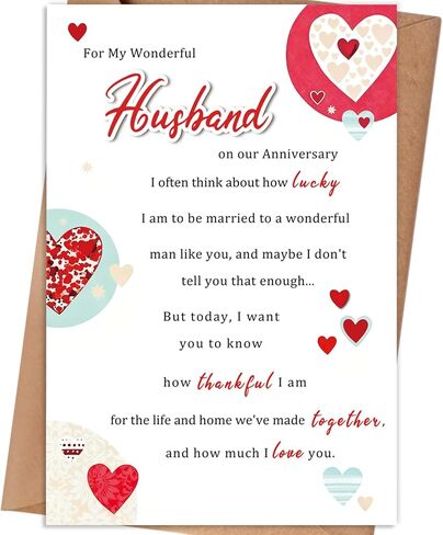 Happy Anniversary Card Gift for Husband from Wife, Wedding Anniversary Cards Gifts for Husband Men Him in Saudi Arabia
