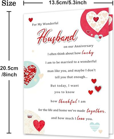 Happy Anniversary Card Gift for Husband from Wife, Wedding Anniversary Cards Gifts for Husband Men Him in Saudi Arabia