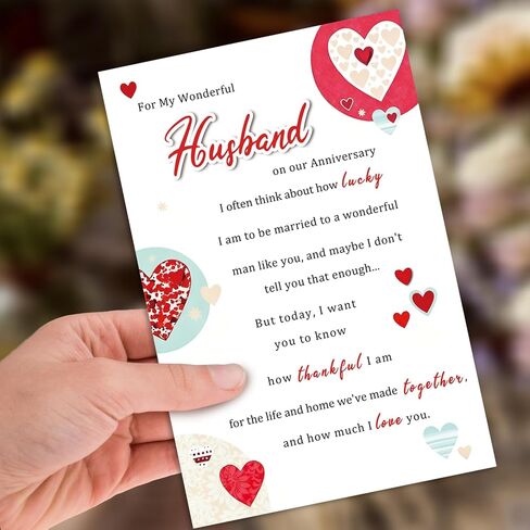 Happy Anniversary Card Gift for Husband from Wife, Wedding Anniversary Cards Gifts for Husband Men Him in Saudi Arabia