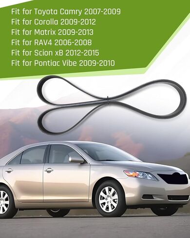 حزام محرك سيربنتين K070750 مناسب لسيارة Toyota Camry/Corolla/Matrix/RAV4/Scion XB، مناسب لـ GM Pontiac Vibe 2009-2010، رقم الجزء البديل 7PK1905، 19185230، 9091602652 in Kuwait