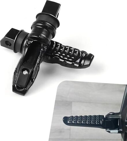 2 PCS Motorcycle Footpegs, Anti-slip Support Rear Foot Pedal with Grooves Texture, Rustproof Anti-bending Passenger Foot Rest Kit, Universal Modified Accessory for Most Motorcycles (Black) in Saudi Arabia