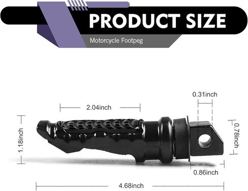 2 PCS Motorcycle Footpegs, Anti-slip Support Rear Foot Pedal with Grooves Texture, Rustproof Anti-bending Passenger Foot Rest Kit, Universal Modified Accessory for Most Motorcycles (Black) in Saudi Arabia